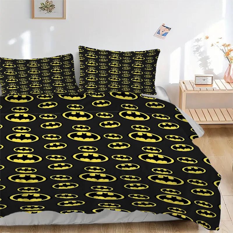 3pcs Batman Signal Bedding Set, Soft Polyester Duvet Cover and Pillowcases Machine Washable Seasons all suitable & Guest Room Decor253