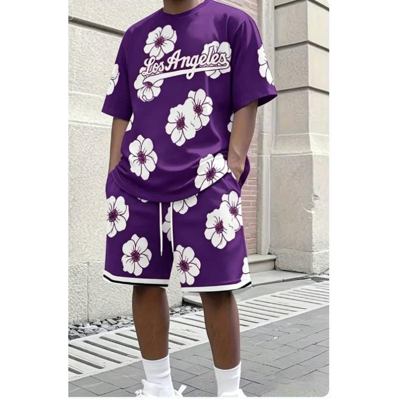 Personalisierter amerikanischer Sport-Zweiteiler Kalifornien 1987 bedrucktes kurzärmeliges T-Shirt + lässige Shorts Herren Trendiger Anzug