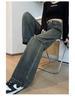 Pleated Wide-Leg High-Waist Gray Jeans for Women - Retro & Nostalgic Autumn Wear