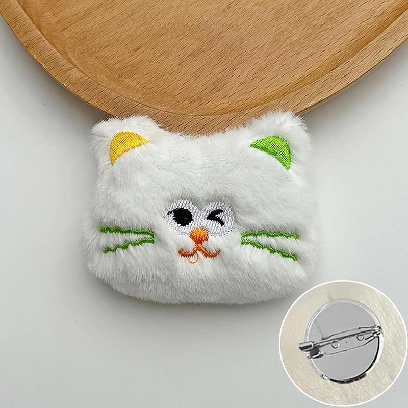 Cute Cat Plush Doll Brooch Fluffy Soft Stuffed Clothes Badge Pins Backpacks Decoration Accessories