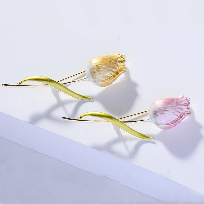 New Enamel Rose Flower Brooch Fashion Temperament Cute Pin Elegant Oil Dripping Corsage Accessories Female