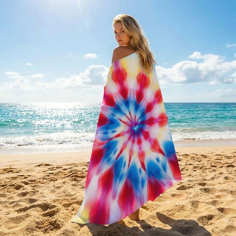 Colorful Tie Dye Beach Towel Oversized Soft Quick Dry Sand Free Lightweight Microfiber Bath Towel For Pool Travel Summer