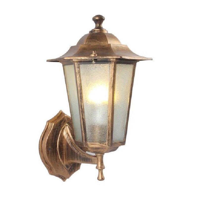 Retro Outdoor Hexagonal Wall Lamp With Copper Finish And Waterproof Led Technology