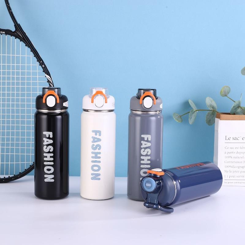 680ml 316 Stainless Steel Sports Water Bottle, One-Click Pop Flip Lid Leakproof Vacuum Insulated Thermos for Gym Hiking Travel