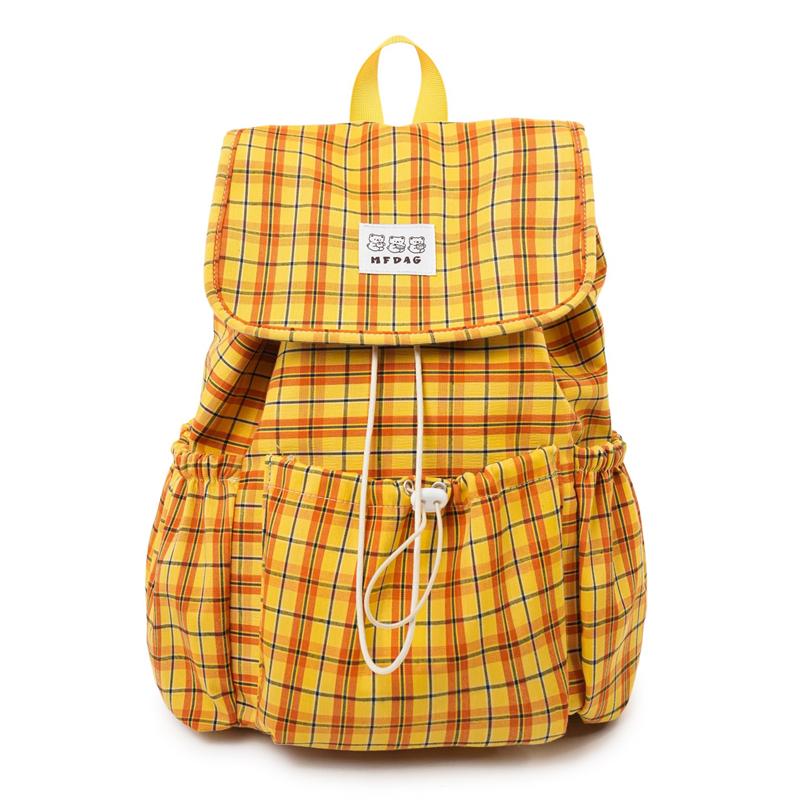 Женский легкий рюкзак для путешествий на шнурке в клетку Студенческий школьный рюкзак для учебы и работы Small жёлтый