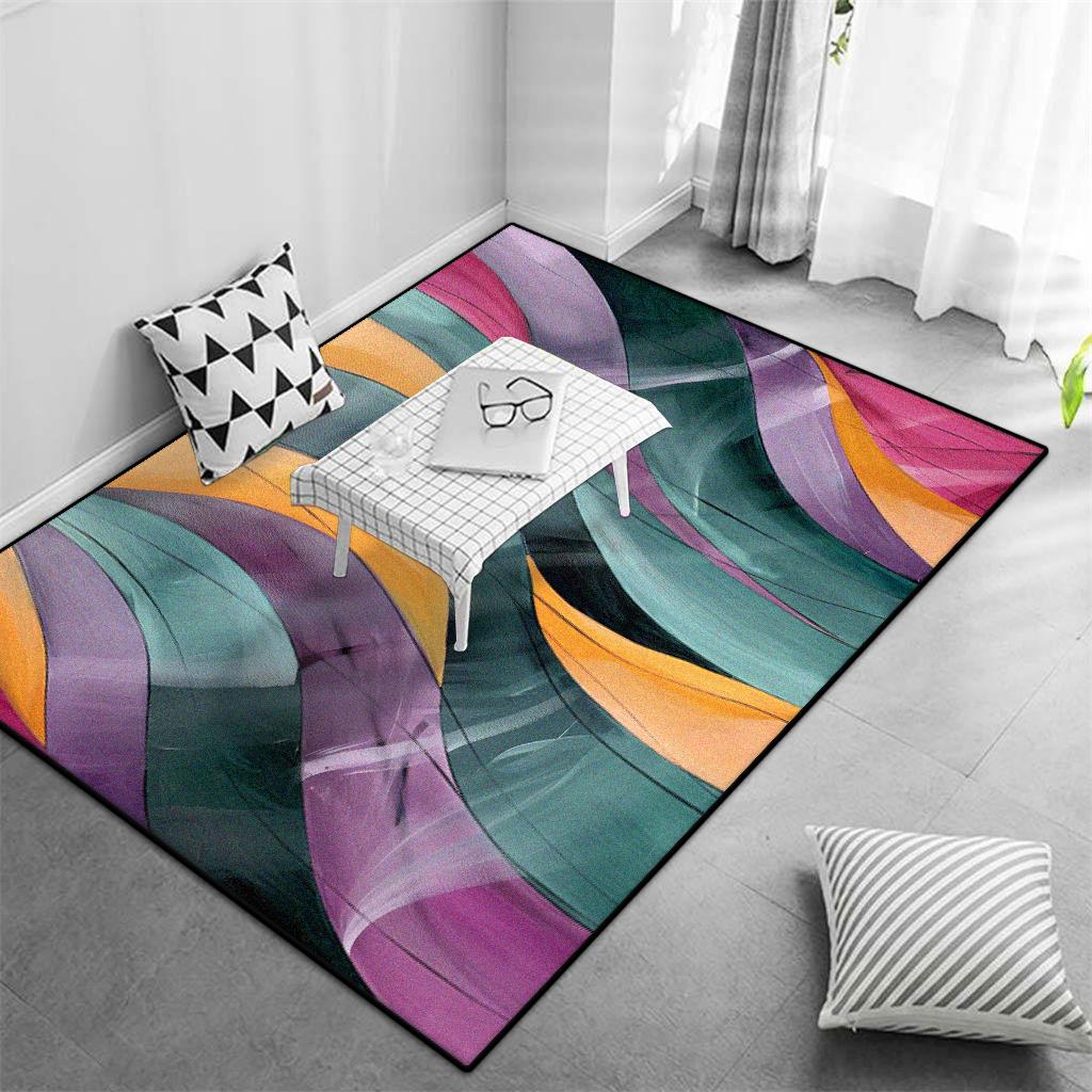 Modern Abstract Big Size Decorative Rug for Living Room Non-slip Easy Cleaning Coffee Tables Mat Office Cloakroom Carpet Flannel