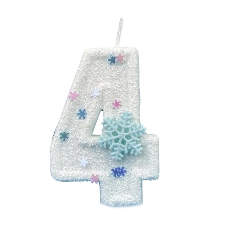 652F Creative Gift Winter Snowflake Themed Birthday Number Durable Paraffins Wax Perfect For Themed Celebration Decors