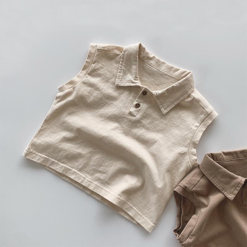 

Летний хлопковый жилет без рукавов в корейском стиле для малышей - Повседневная свободная футболка для мальчиков и девочек 80cm абрикосовый/кремовый