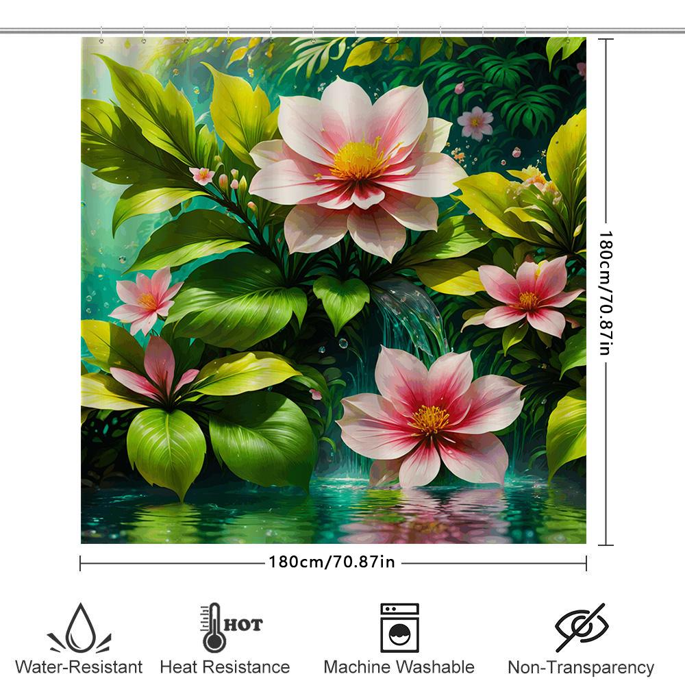 Luxury Bath Shower Curtain Waterproof Print Decorative Flower Garden Home Decoration Pink 180X240Cm Free Shipping + $5.99 Return