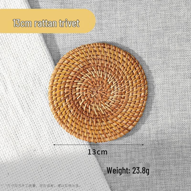 Rattan Heat-Resistant Trivet & Coaster Set: Anti-Scald Pot, Bowl, Plate, and Teapot Mats for Dining Tables