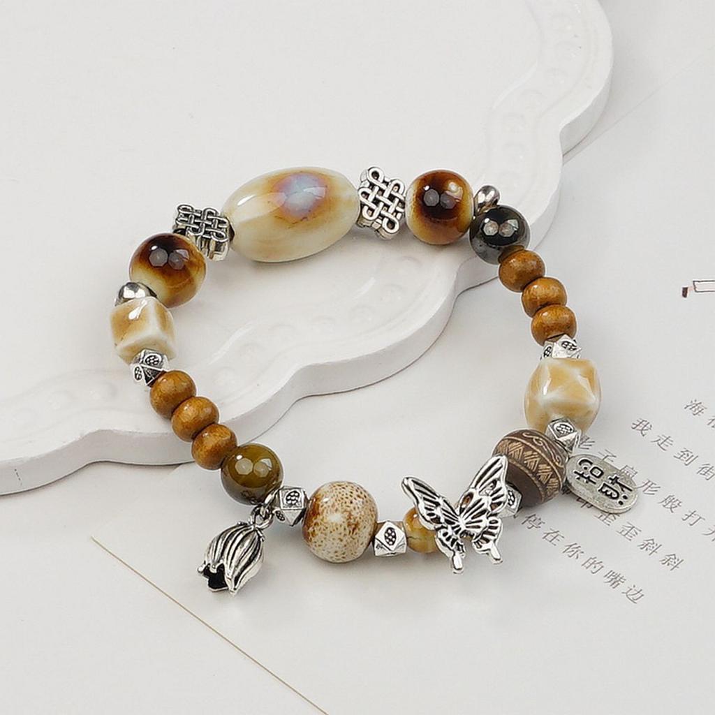 Ceramic beaded bracelet small fresh ancient style national style simple bracelet summer