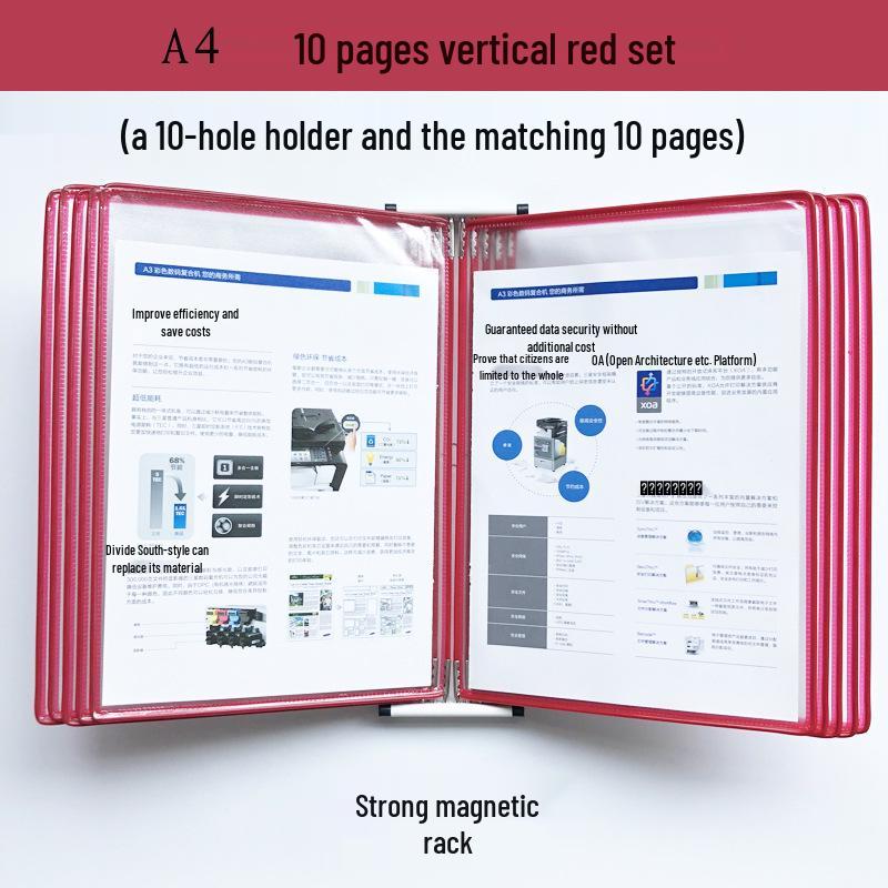 A4 10-Page Strong Magnetic Wall-Mounted Display Folder Rack