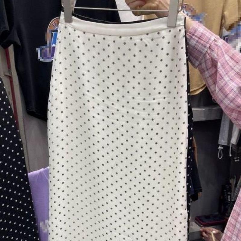 Spring 2025 Women's French Polka Dot High Waist A-line Skirt
