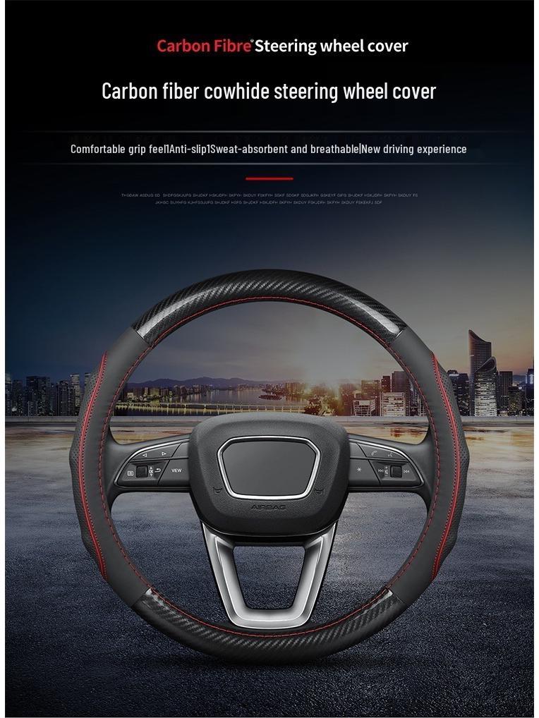 BYD Qin Plus Carbon Fiber Steering Wheel Cover: Non-Slip, All-Season, for Qin Plus DMI