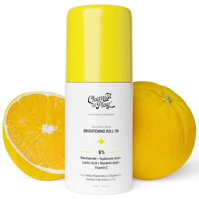 Chemist At Play Brightening Roll On For Neck, Knee & Elbow With 6% Vitamin C+ Hyaluronic Acid, AHAs, Niacinamide, & Ceramides | 40ml