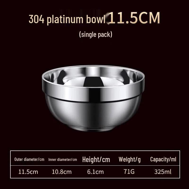Icejoy 304 Stainless Steel Double-Wall Anti-Scald Rice Bowl