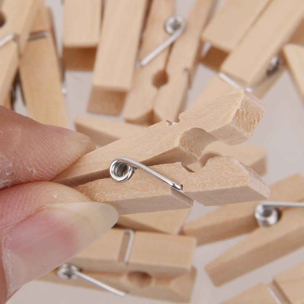 100pcs Wooden Pegs Clothes Pins Clips 25*3mm