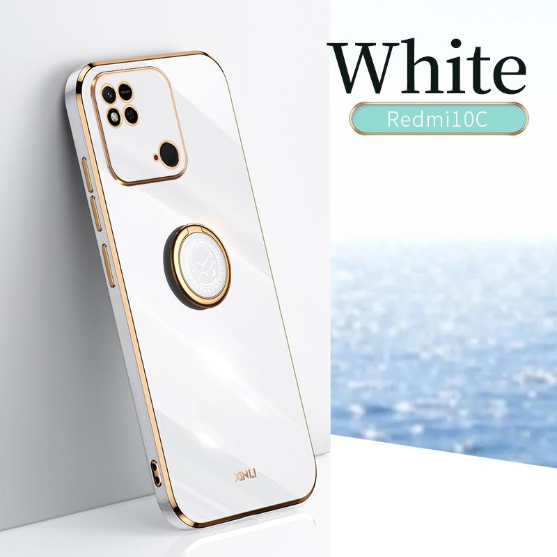 

Противоударный силиконовый чехол с кольцом-держателем для Xiaomi Redmi 10C, чехол для телефона белый