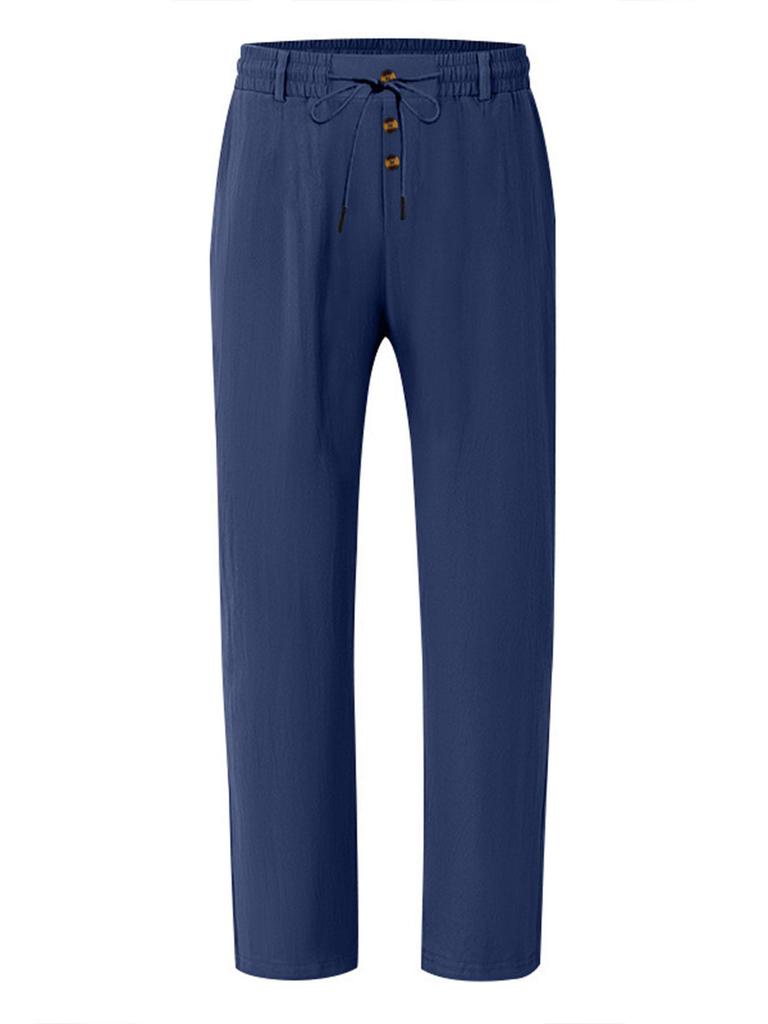 Summer Men's White Linen Pants - Casual Breathable and Perfect for Beach and Daily Wear Straight Leg Design