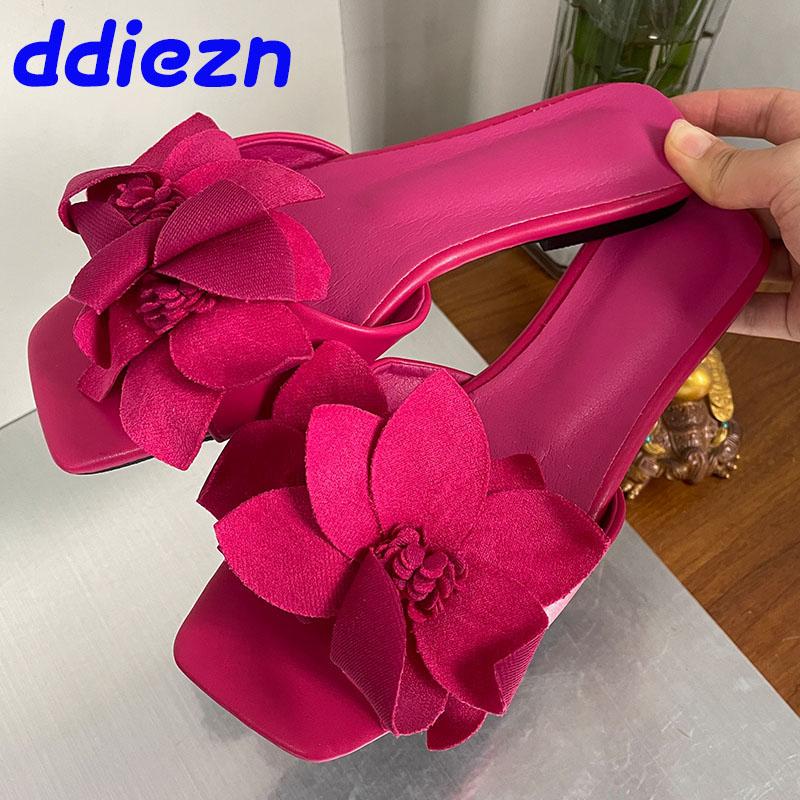 Fashion Flats Footwear Ladies Slides Slippers Fashion Flower Summer Beach Flip Flops Female Sandals Women Slippers Shoes Big Size