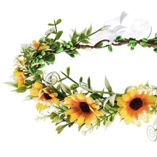 Bridal Flower Crown Fairy Style Flower Crown Artificial Flowers Eucalyptus Leaf Chaplet Head Wreath for Weddings Beach Vacation Photo Props