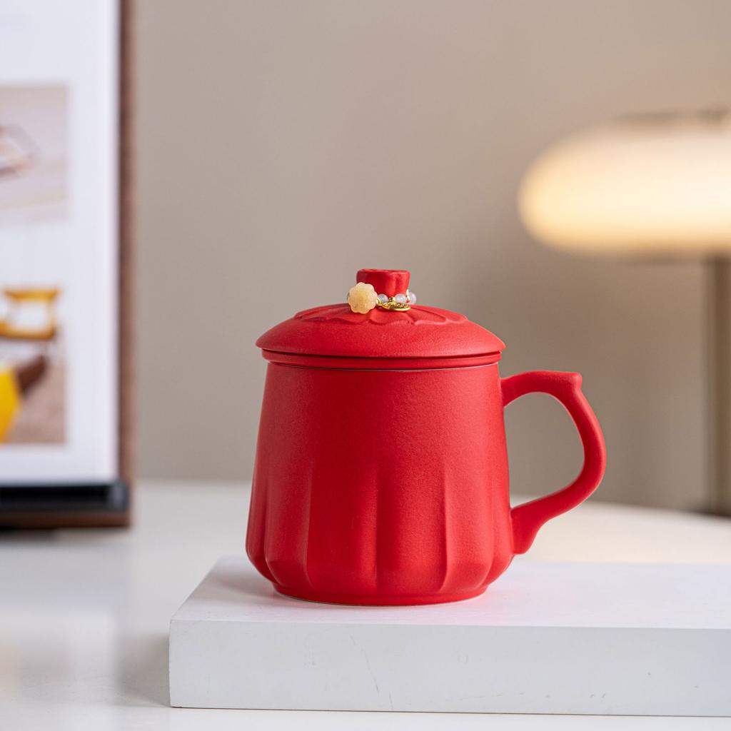 Kiln Change Splendid Lotus Flower Brewed Tea Ceramic Teacup Couple Cup Creative High-End Tea Separation Cup Water Cup
