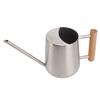 Watering Can 900ml Stainless Steel Long Spout Wooden Handle Elegant Flower Watering Pot for Garden