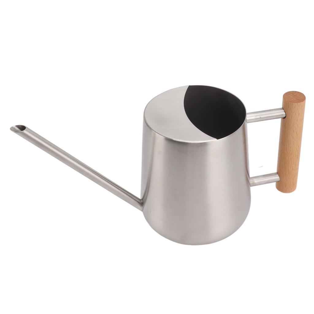 Watering Can 900ml Stainless Steel Long Spout Wooden Handle Elegant Flower Watering Pot for Garden
