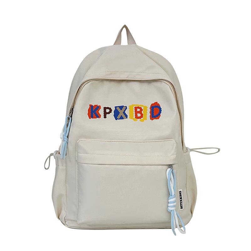 

Школьный рюкзак с буквенным принтом, женский, большой вместимости, для учеников младших классов средней школы, легкий рюкзак белый