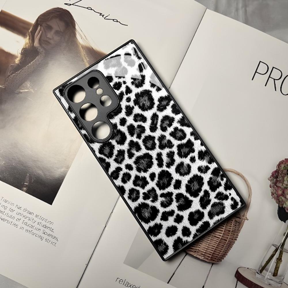 Abstract Tiger Leopard Girl Phone Case For Samsung Galaxy S25 S24 S23 S22 S20 S21 Note20 Ultra Plus Fe Colored Silver Cover