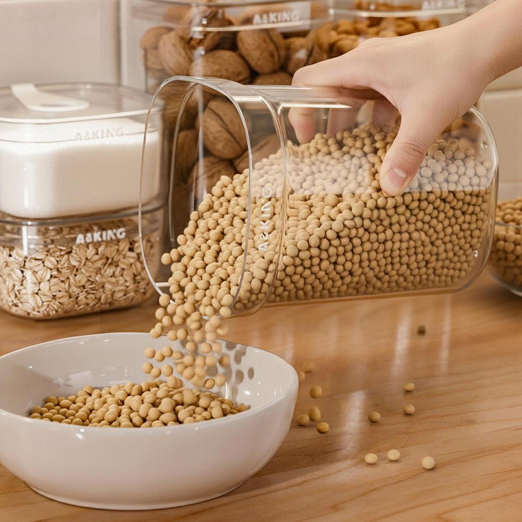 Transparent Kitchen Storage Jar for Food: Beans, Grains, Cereal