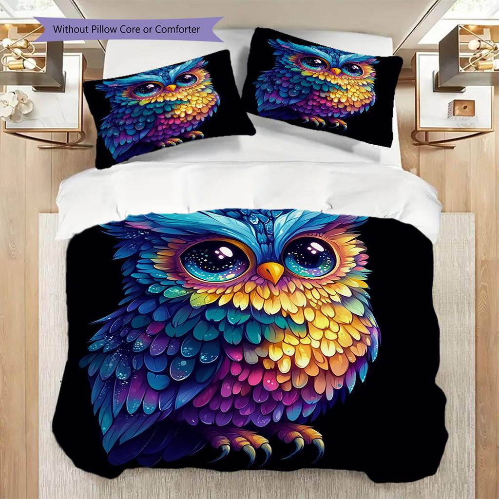 Uggle Mönster Sängkläder Täcke Set Täckeöverdrag Örngott Heminredning Födelsedagspresent (1 * påslakan + 2 * örngott, utan kärna)