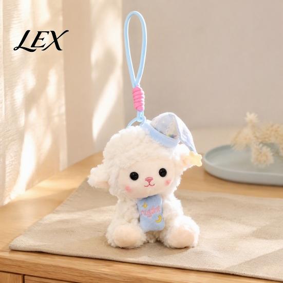 Plushie Gift for Girls Goodnight Sheep Plush Keychain, Cute Sleepy Lamb Stuffed Toy with Nightcap, Fluffy Keyring Soft Bag Charm Backpack And Nursery