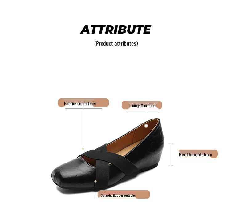 2025 Women's Retro French Square Toe Mary Jane with Hidden Heel and Pleated Design