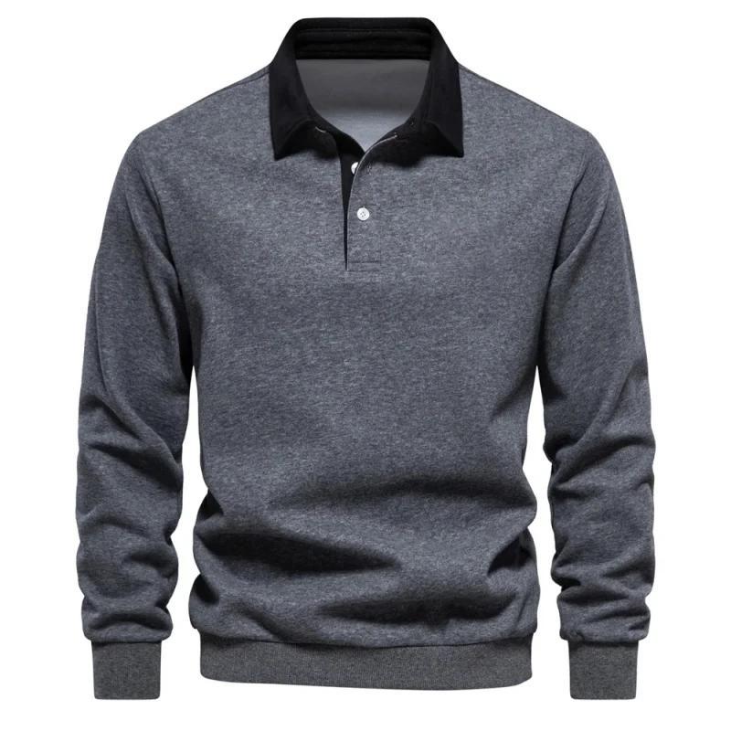 2025 Men's Pure Cotton Long Sleeved Polo Shirt for Autumn and Winter, New Fashionable and Casual Multifunctional Top