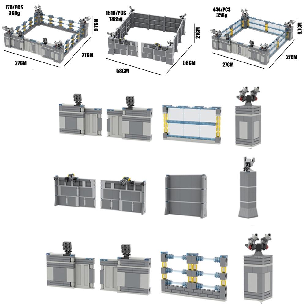 Actual/Ecran Luminos/Metalic Bază de Război Facility Model de Perete Cărămizi de Construcție Seria Militară Ansamblu Perete de Împrejmuire Jucărie Cărămizi Cadouri