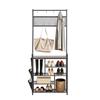 Hall Tree, 1800 mm Coat Rack with Shoe Storage, Freestanding 4-Tier Shoe Rack Organizer with Hooks, Side Pocket and Wire Shelf, Steel Frame Entrance