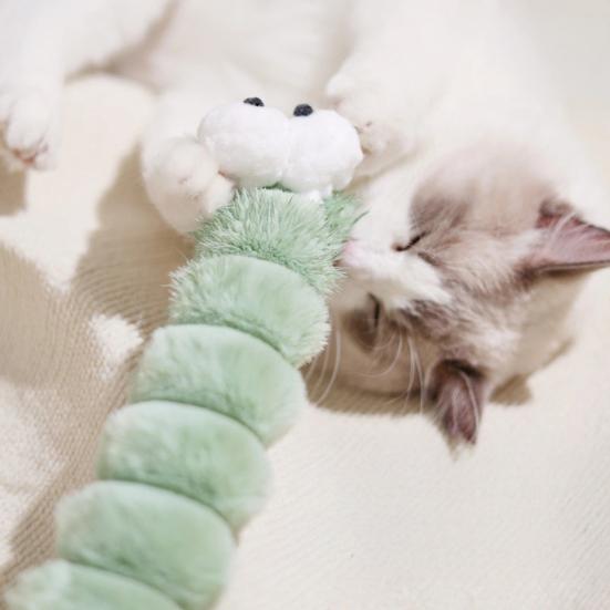 Cat Plush Toy Catnip Inside Cute Fuzzy Caterpillar Pillow Kick Stick Soft Cat Chew Toy for Indoor Kittens Play Exercise Boredom Relief