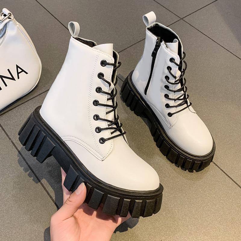 Autumn Square Toe Short Boots Women'S High-Heeled Ankle Boots Womens Platform Heels Shoes Mid-Heeled High Boots Women