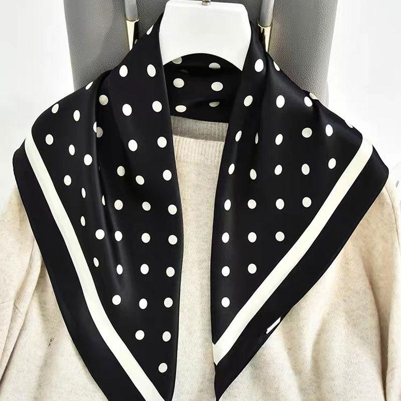 Polka dot printing 100 mulberry silk silk 70 silk scarf spring and summer silk square scarf trendy scarf streamer