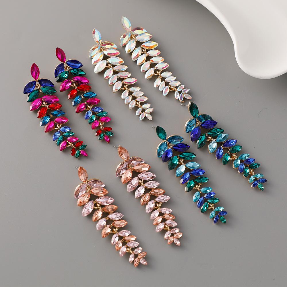 Pinkdudu Fashion Luxury Exaggerated Alloy Full Drop Earring Colorful Geometry Plant Dangle Earrings  for Women Jewelry Gifts PD1829