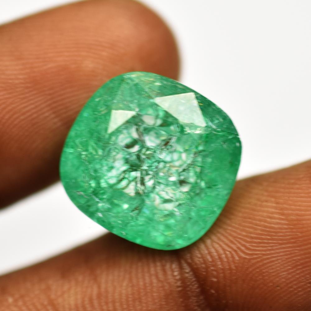 Natural Green Zambian Emerald 19ct Square Cushion Certified Loose Gemstone