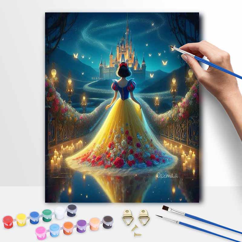 Disney Snow White Castle Oil Painting Art Painting Kit Handmade Diy Gift Home Decoration Wall Art Decor Aesthetic Fantasy Romantic Craft