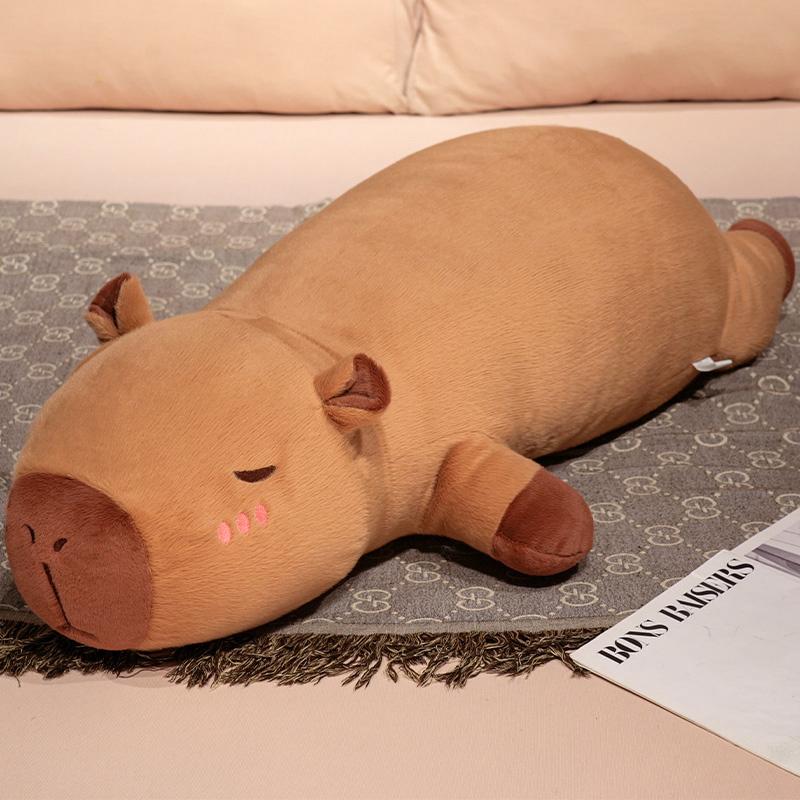

Adorable Capybara Long Throw Pillow Plush Toys Wear Hat Chicken Dinosaur Soft Stuffed Animals Dolls Decor Baby Birthday Gifts about 60cm