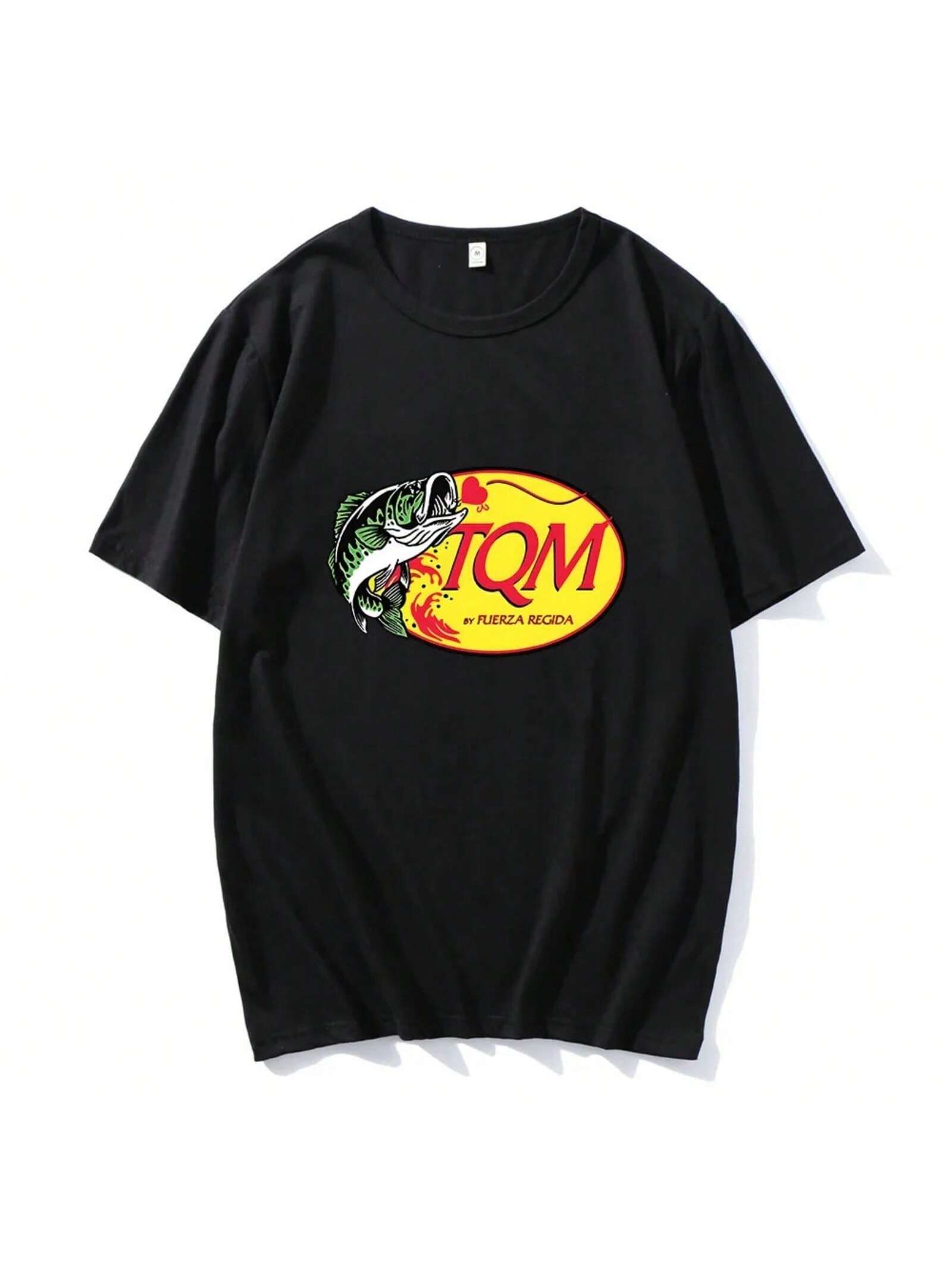 Fuerza Regida Band T-Shirt TQM Fish Graphic Printing Tee-Shirt Short Sleeve Cotton Comfortable Tshirts Summer Tees Top S разноцветный