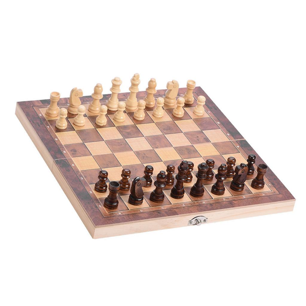 3in1 Portable Wooden Chessboard Folding Board Chess Game For Party Family Activities (29*29cm)