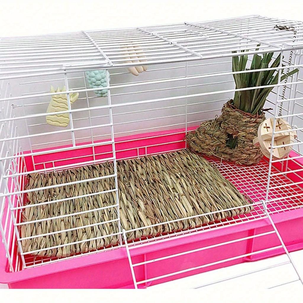 1pc Pet Rabbit/Hamster Woven Grass Mat, Pet Grass Pad, Grass Nest, Straw Woven Pet Bed
