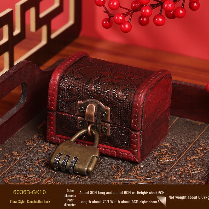 Caja de Joyería Antigua de Madera con Cerradura – Ideal para Anillos, Pulseras y Accesorios