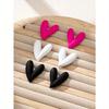 3 Pairs Fashion Personalized Metallic Enamel Leopard & Heart Stud Earring Set, Suitable For Party And Multiple Occasions For Women