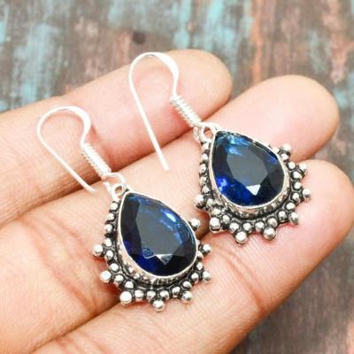 London Blue Topaz Gemstone Handmade Earring Jewelry For Thanksgiving